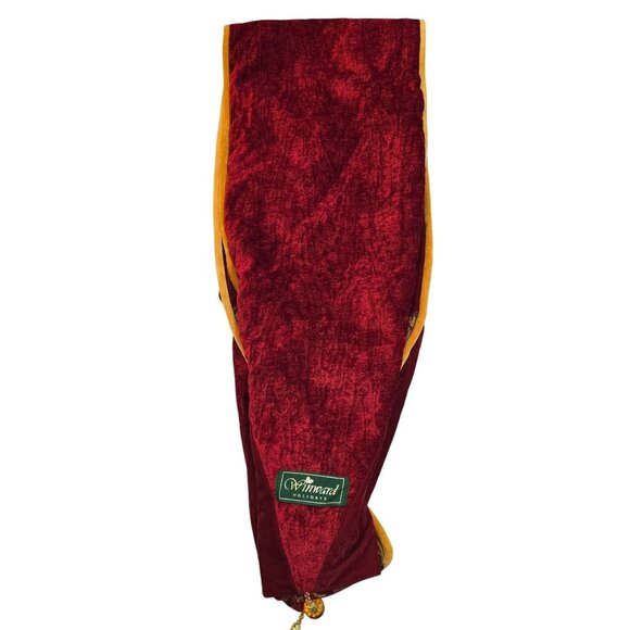 Vintage Winward Holidays Burgundy Red Gold Brocade 90" Table Runner Gem Accent - Picture 6 of 7